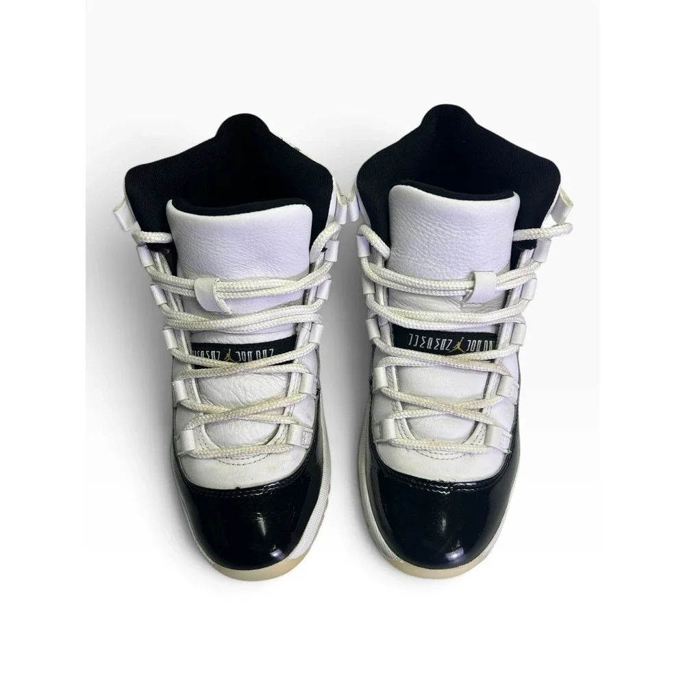 Nike Air Jordan 11 Retro Gratitude DMP White Black Gold 378039-170 Size 2.5Y GS